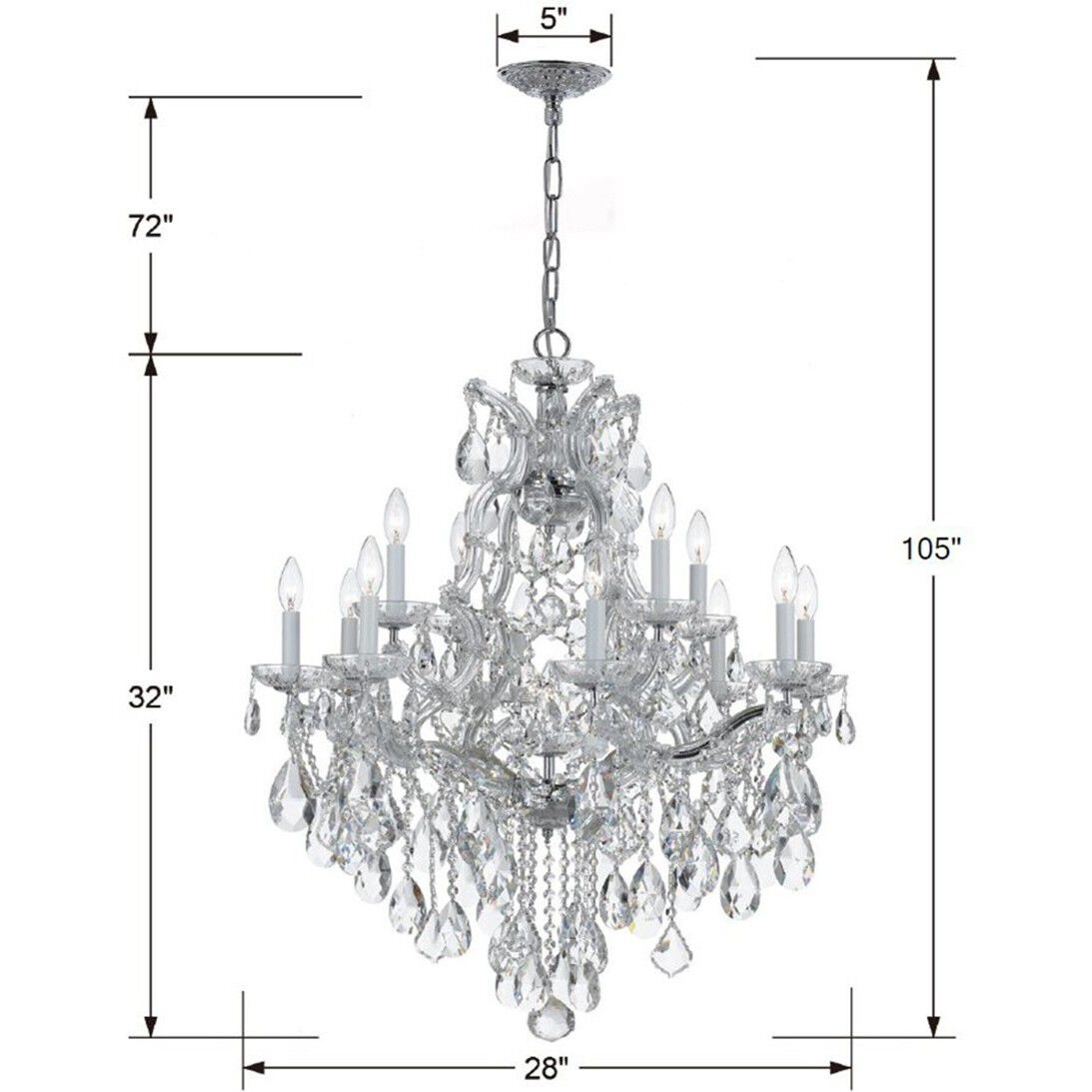 Maria Theresa 13 Light 28 inch Polished Chrome Chandelier Ceiling Light in Clear Swarovski Strass