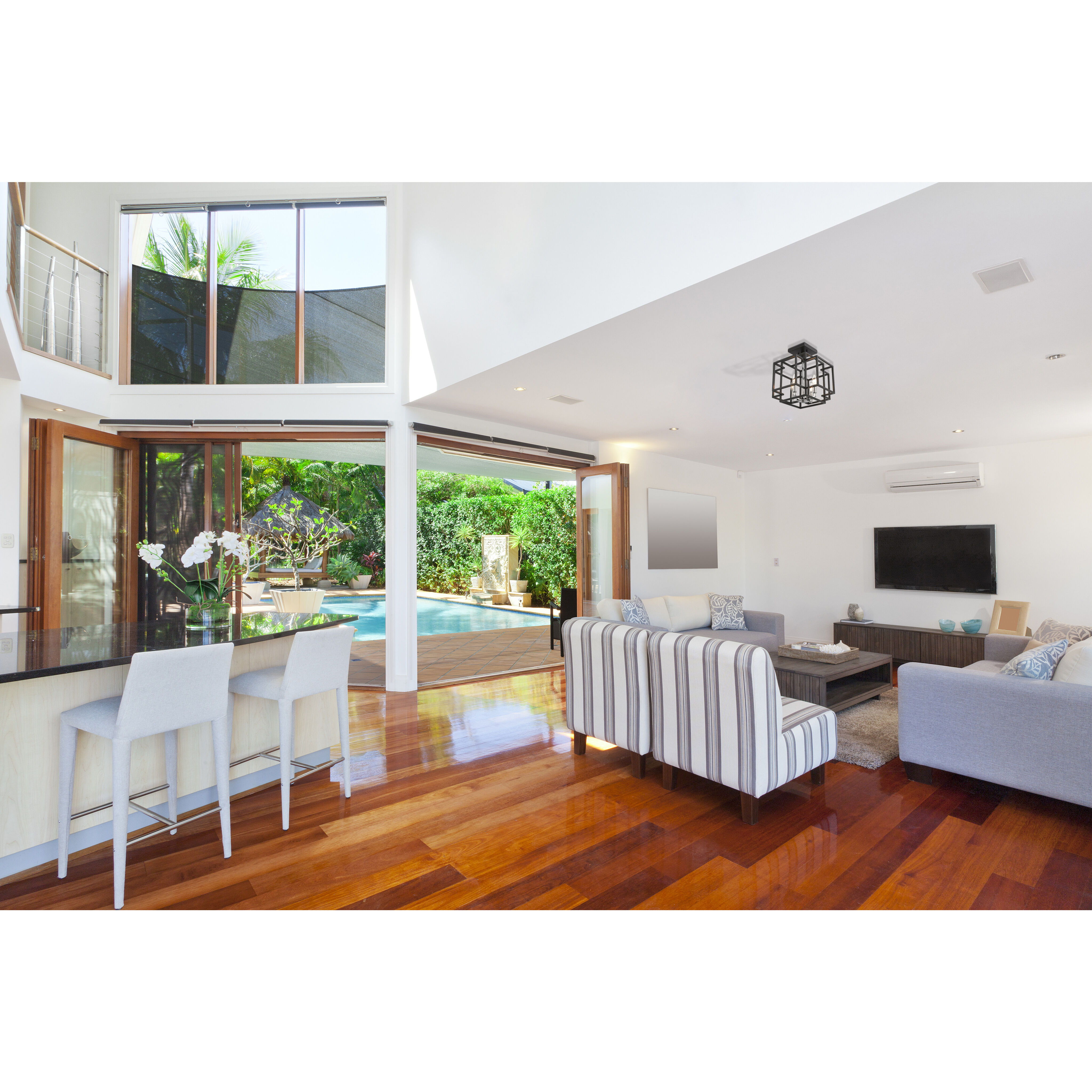 Titania 4 Light 14 inch Black and Chrome Semi Flush Mount Ceiling Light in 5.25