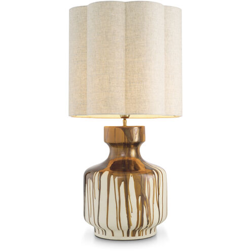 Lorena 33.86 inch 100.00 watt Brown Drip-Effect with Vintage Brass Table Lamp Portable Light