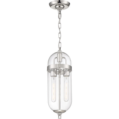 Fathom 2 Light 6 inch Polished Nickel and Clear Pendant Ceiling Light