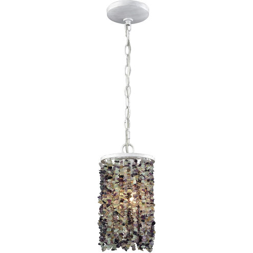 Agate Stones 1 Light 6 inch White with Purple and Green Mini Pendant Ceiling Light