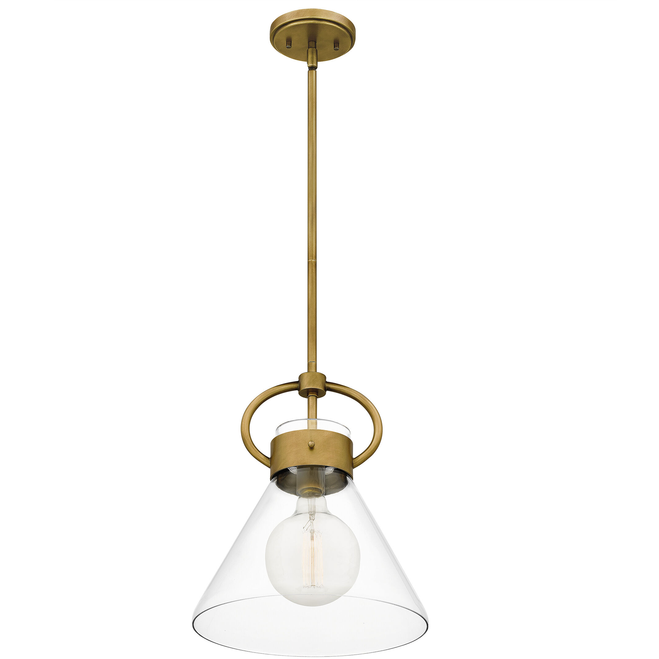 Webster 1 Light 12 inch Weathered Brass Mini Pendant Ceiling Light, Small