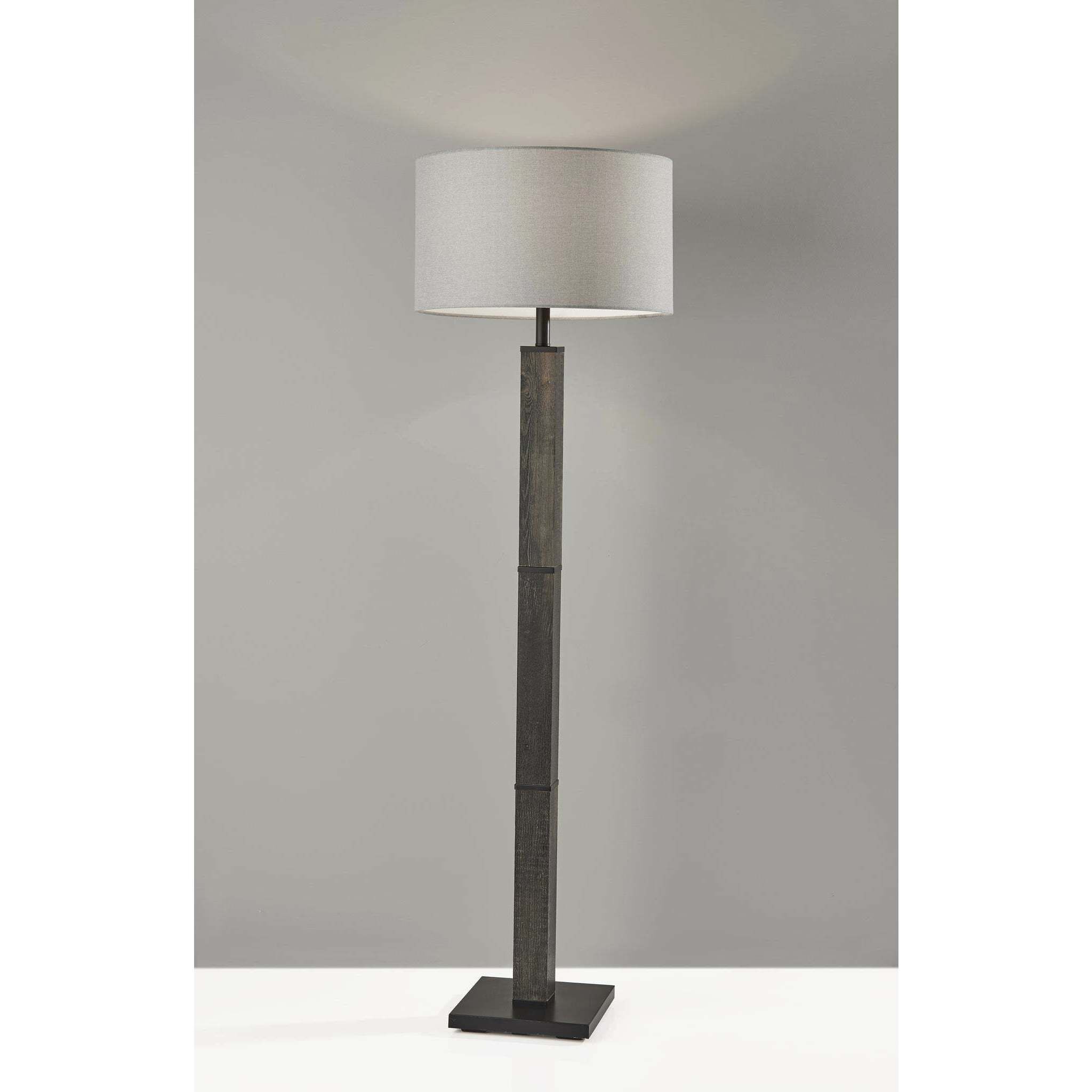 Kona 62 inch 150.00 watt MDF with Black Washed Wood Veneer & Black Metal Floor Lamp Portable Light