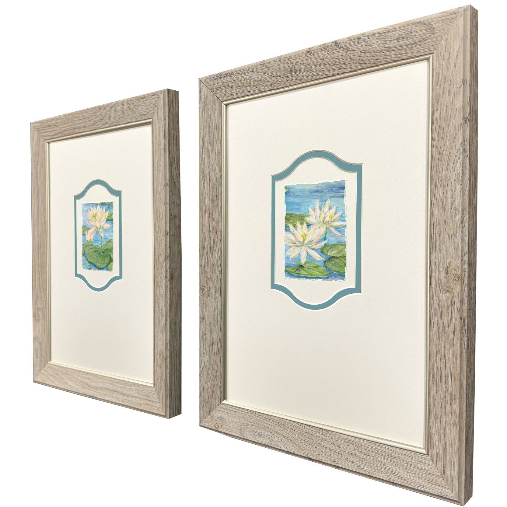 Water Lily Reverie Blue and Green and Multi and Yellow Framed Art, Propac