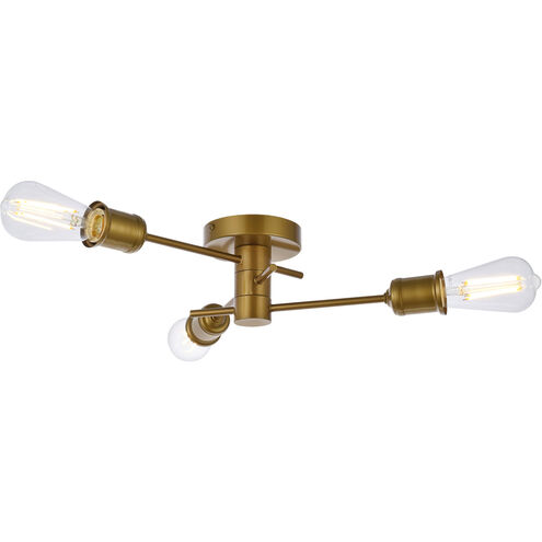 Xavier 3 Light 18 inch Brass Flush Mount Ceiling Light