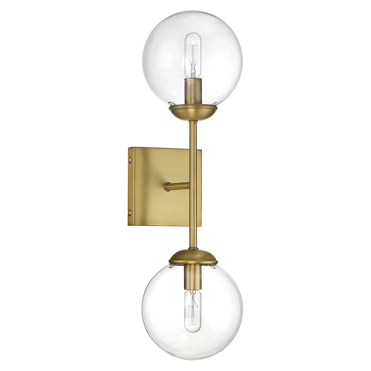 Mid-Century Modern 2 Light 6 inch Natural Brass Wall Sconce Wall Light