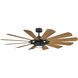 Windmill 65 inch Matte Black Distressed Koa with Distressed Koa Blades Downrod Ceiling Fans, Smart Fan