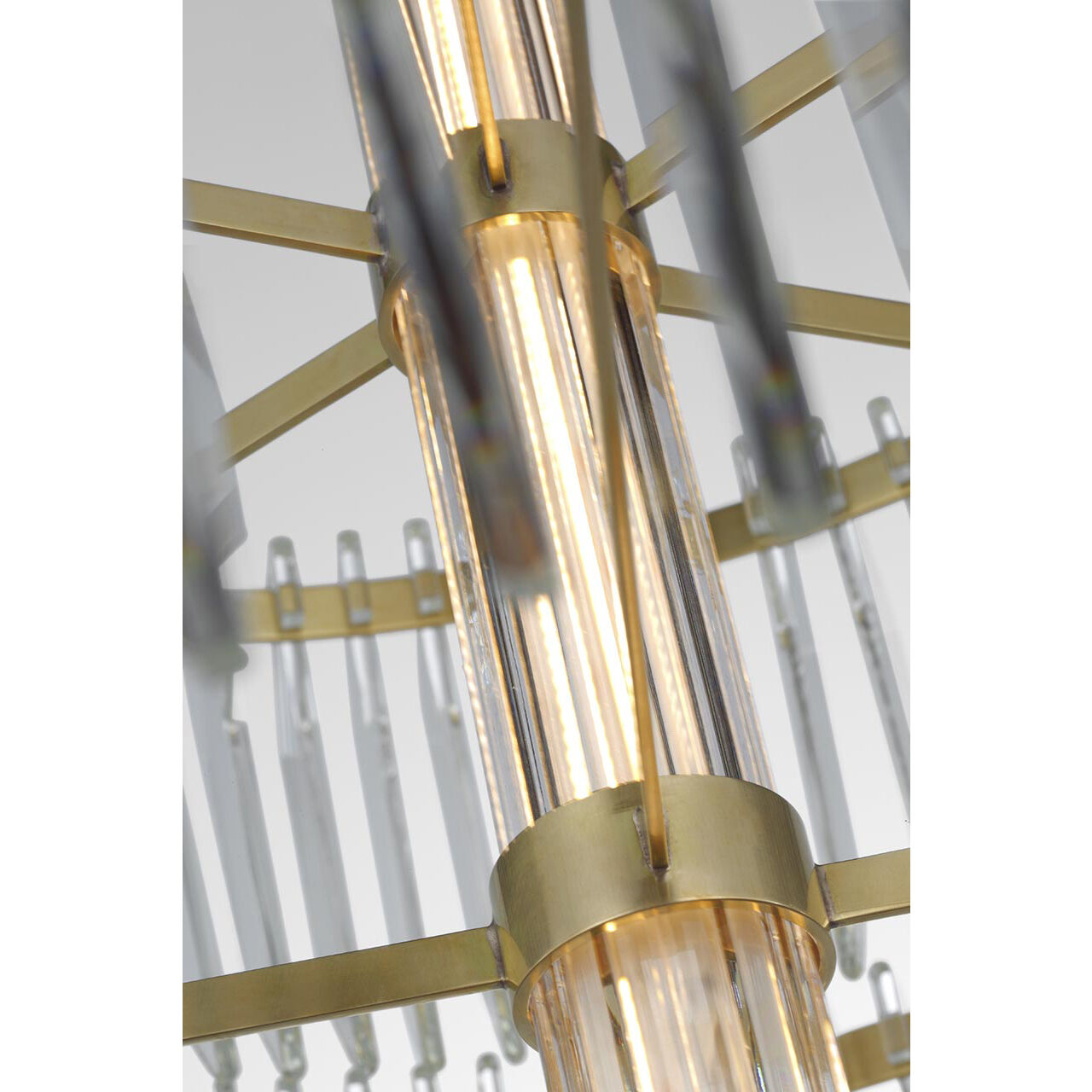 Waterford Killarney LED 32 inch Natural Brass Layered Drum Chandelier Ceiling Light