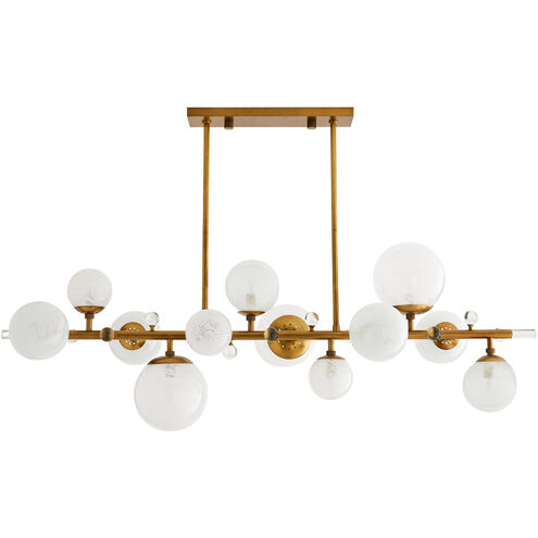 Troon 12 Light 56 inch Antique Brass Linear Chandelier Ceiling Light