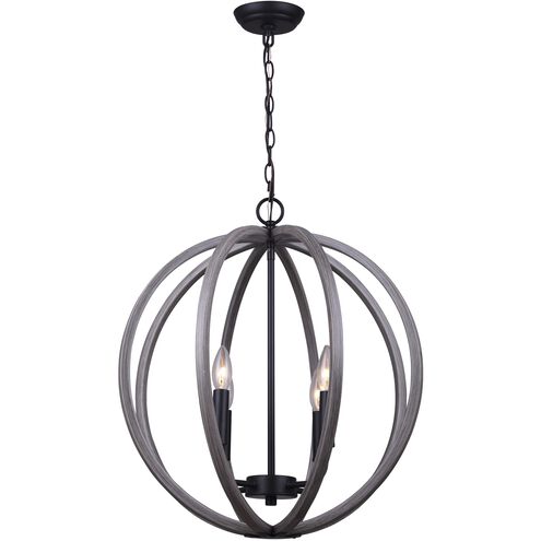Armelle 4 Light 19.75 inch Black/Grey/Faux Wood Pendant Ceiling Light