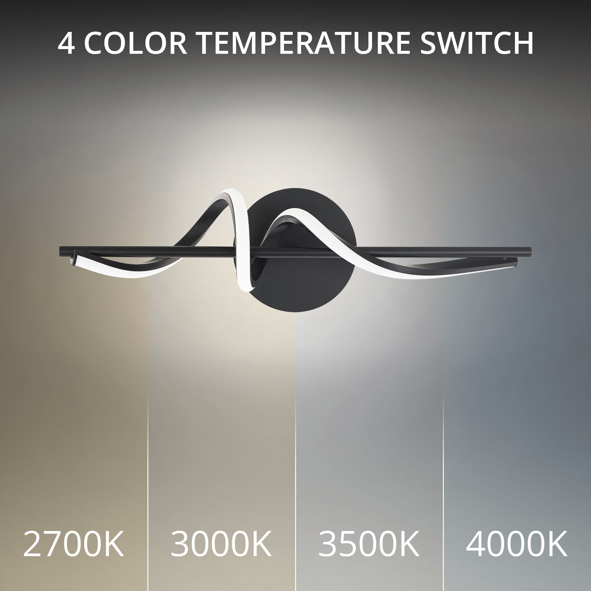 Corkscrew LED 22 inch Black Bath Vanity & Wall Light in 2700K, dweLED