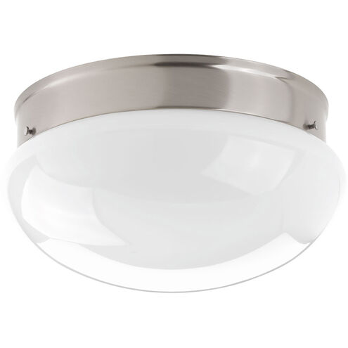 Fitter LED 12 inch Brushed Nickel Flush Mount Ceiling Light in White Glass, Opal Glass