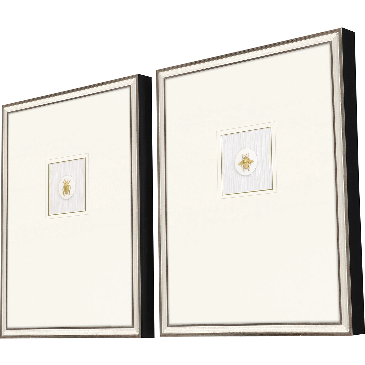 Insect Intaglio Metallic and White Framed Art