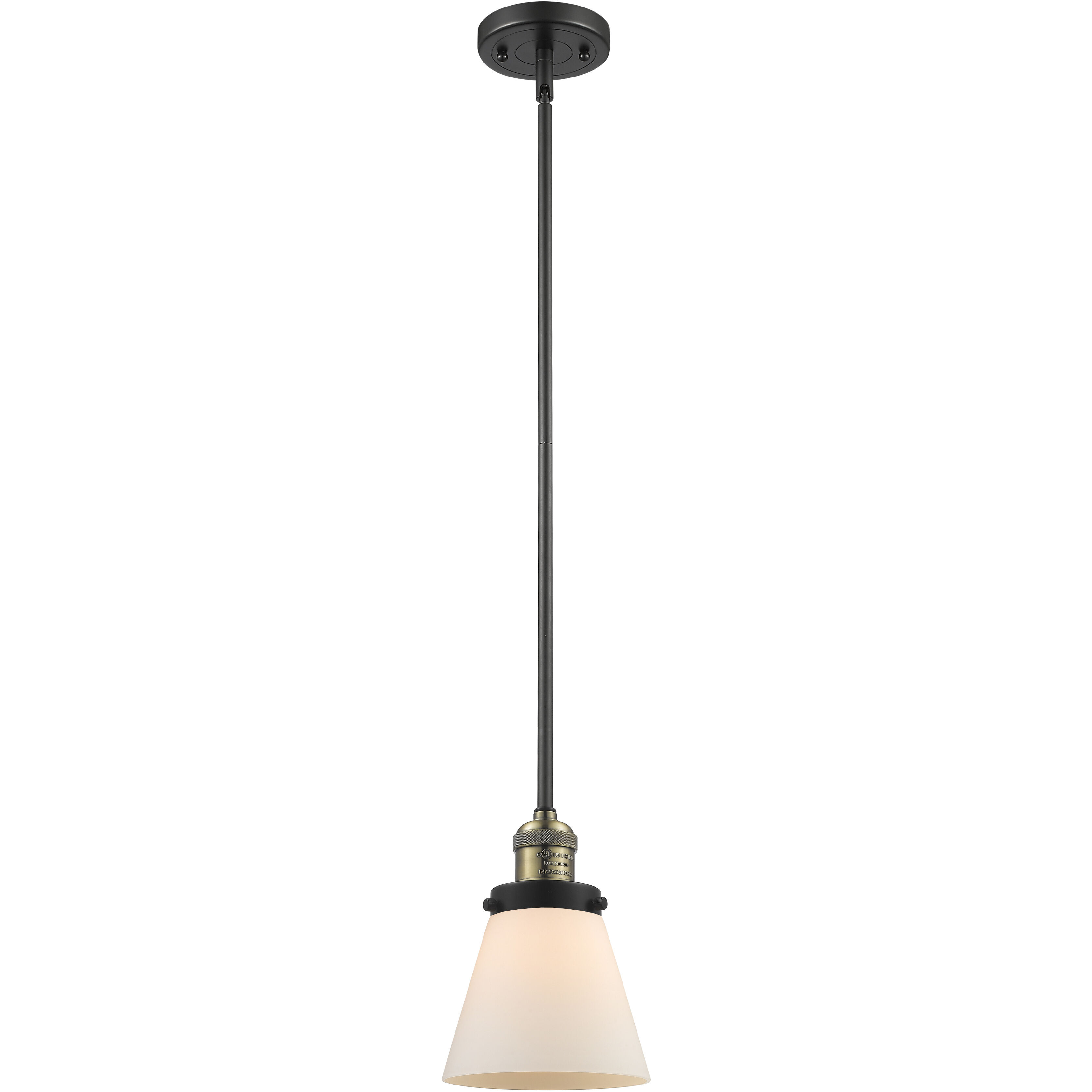 Franklin Restoration Cone LED 6 inch Black Antique Brass Mini Pendant Ceiling Light in Matte White, Franklin Restoration