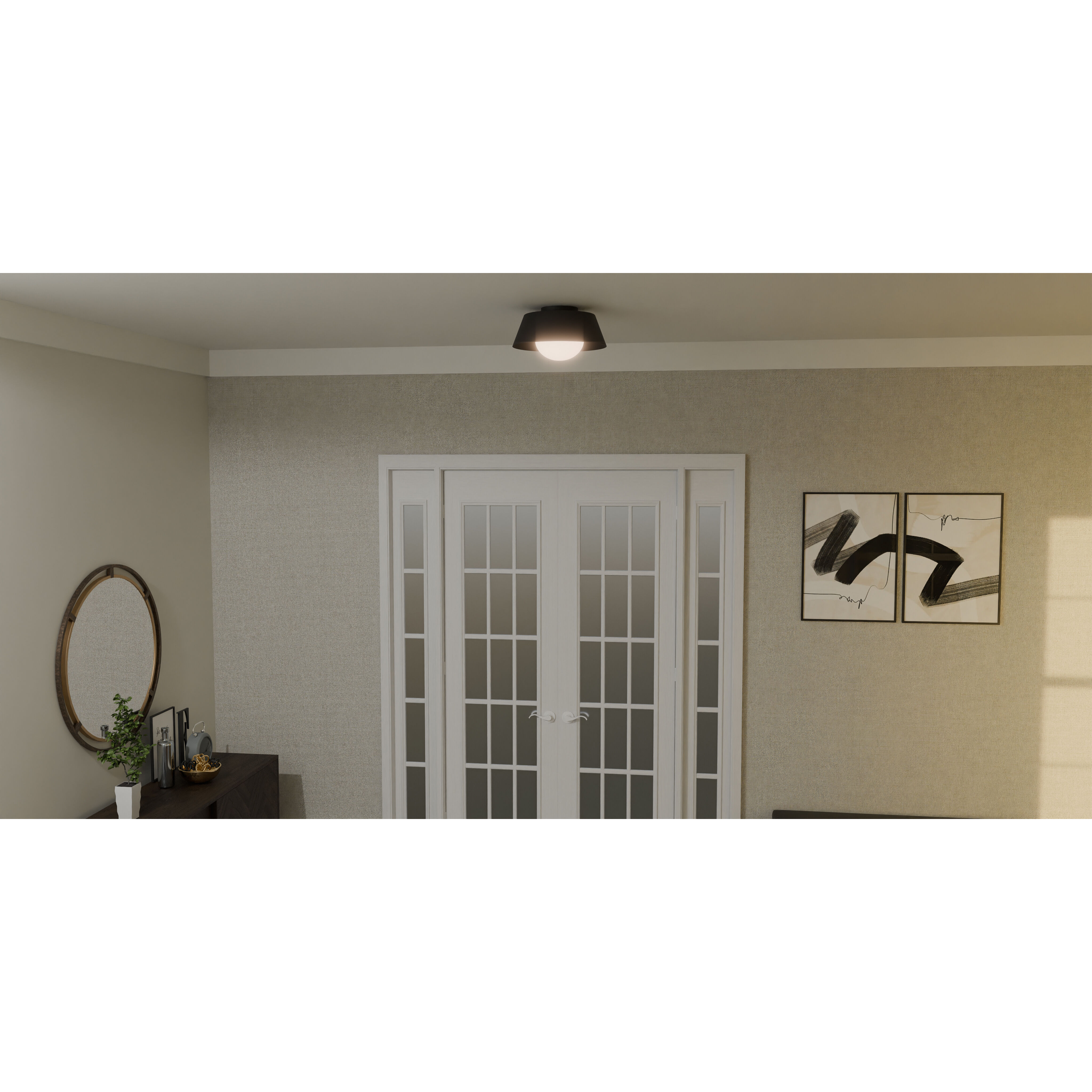 Damascus 1 Light 16 inch Matte Black Flush Mount Ceiling Light