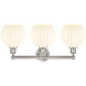 Edison White Venetian 3 Light 26 inch Satin Nickel Bath Vanity Light Wall Light