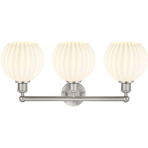 Edison White Venetian 3 Light 26 inch Satin Nickel Bath Vanity Light Wall Light