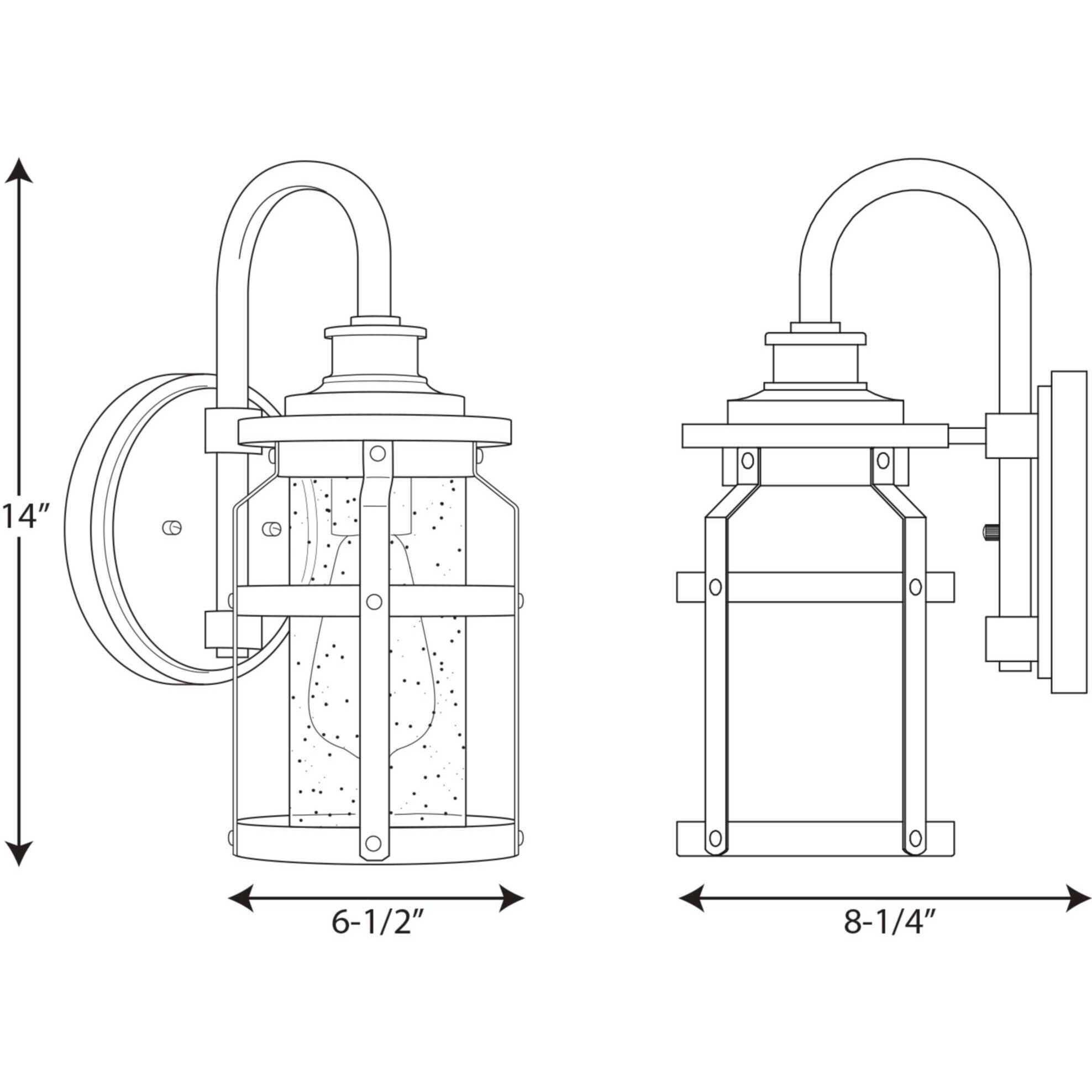 Haslett 1 Light 14 inch Antique Pewter Outdoor Wall Lantern, Small