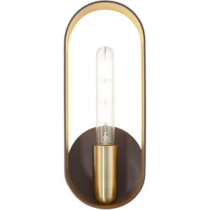 Ravena 1 Light 5 inch Bronze with Antique Brass Accents ADA Single Sconce Wall Light
