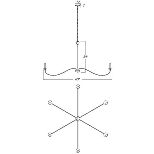 Arrington 6 Light 63 inch Polished Nickel Chandelier Ceiling Light