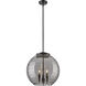Ballston Athens Deco Swirl 3 Light 15.75 inch Matte Black Statement Pendant Ceiling Light in Incandescent, Light Smoke Deco Swirl Glass