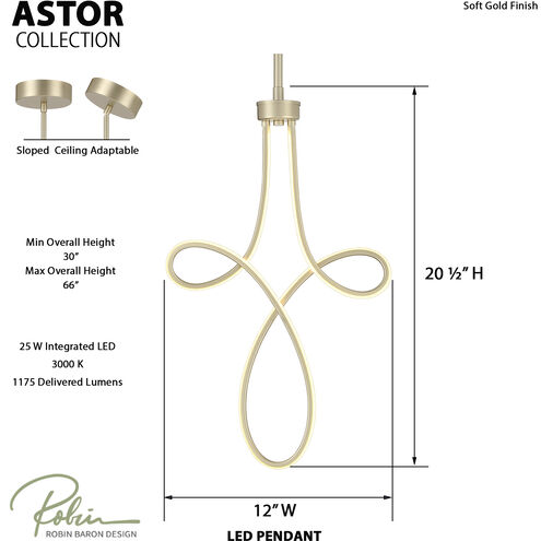 Astor LED 12 inch Soft Gold Mini Pendant Ceiling Light