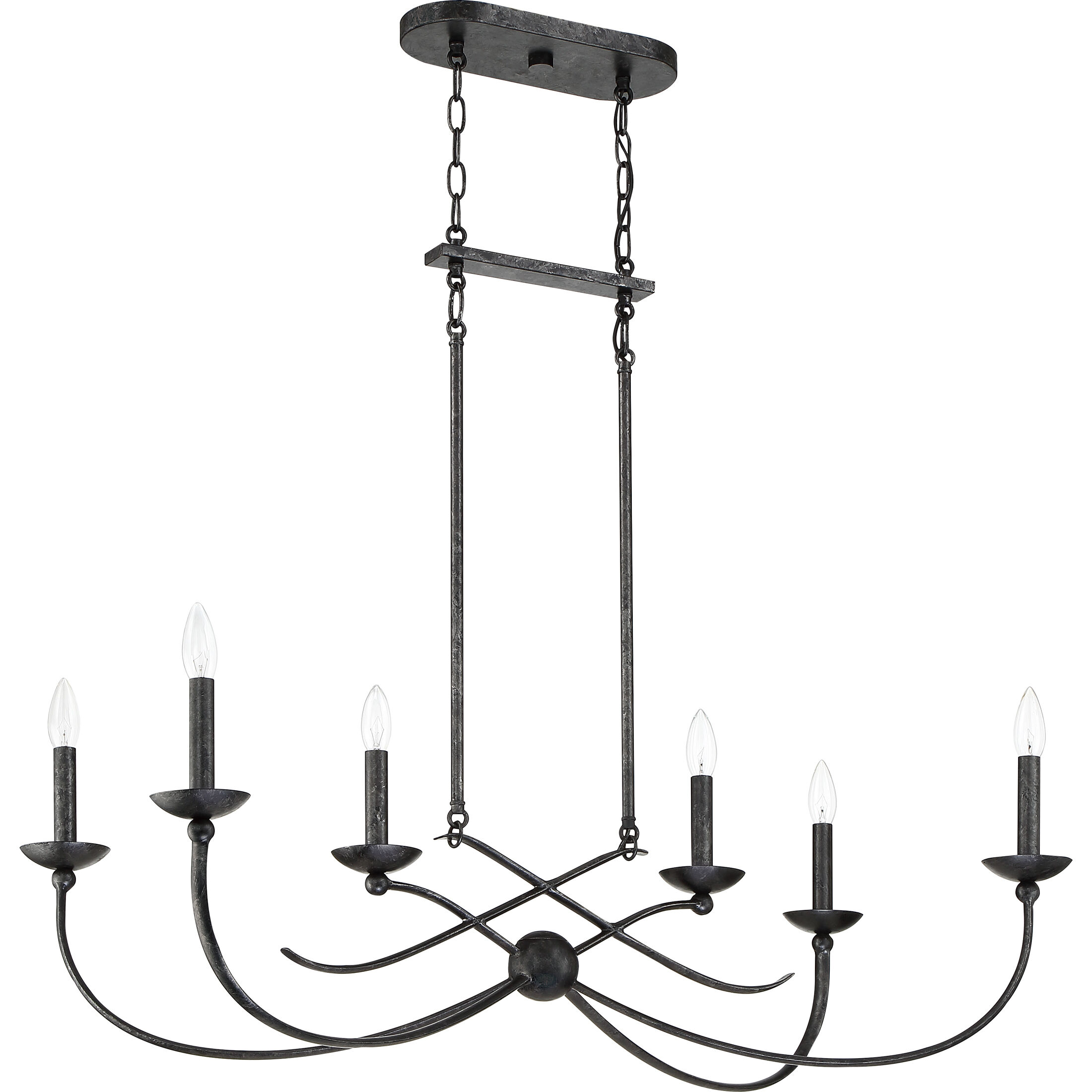 Calligraphy 6 Light 38 inch Old Black Island Chandelier Ceiling Light