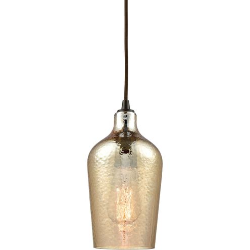 Hammered Glass 1 Light 5 inch Oil Rubbed Bronze Mini Pendant Ceiling Light