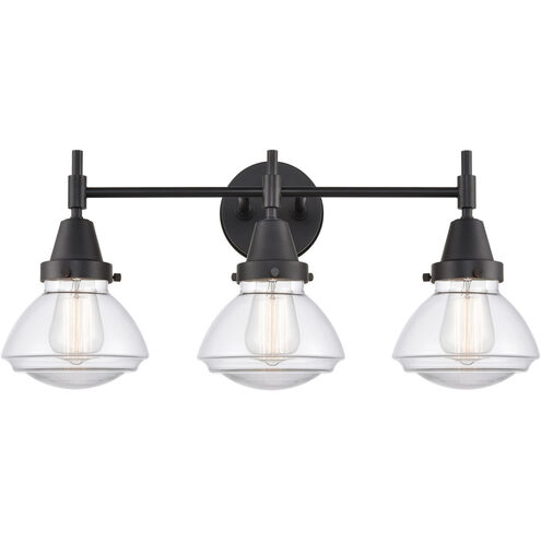 Caden 3 Light 25 inch Matte Black Bath Vanity Light Wall Light in Clear Glass