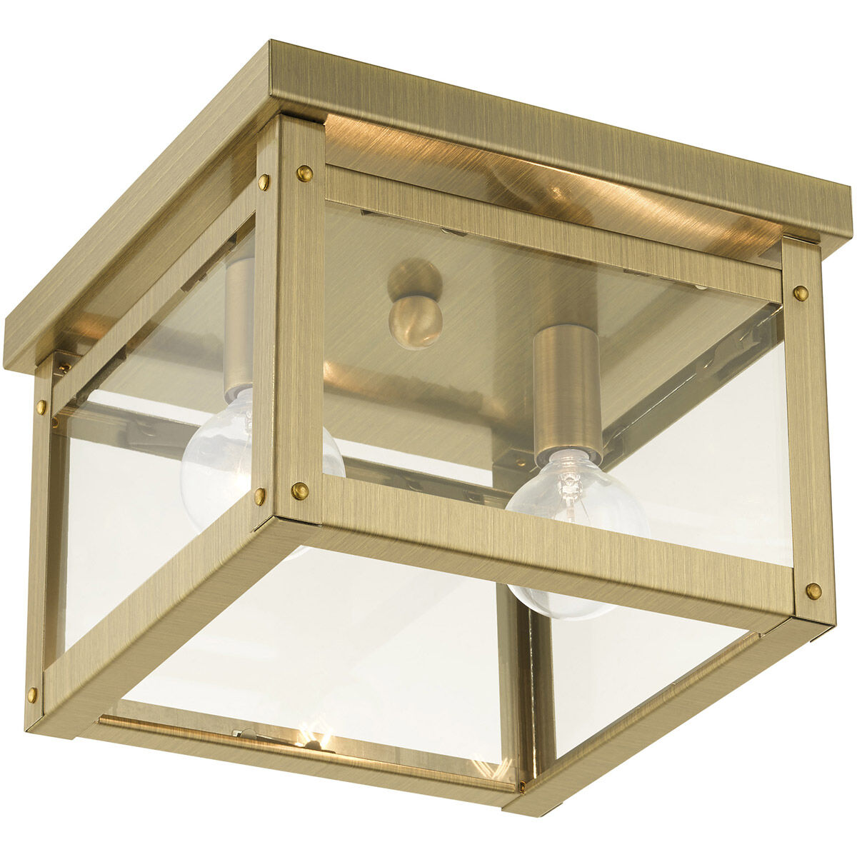 Milford 2 Light 8 inch Antique Brass Flush Mount Ceiling Light