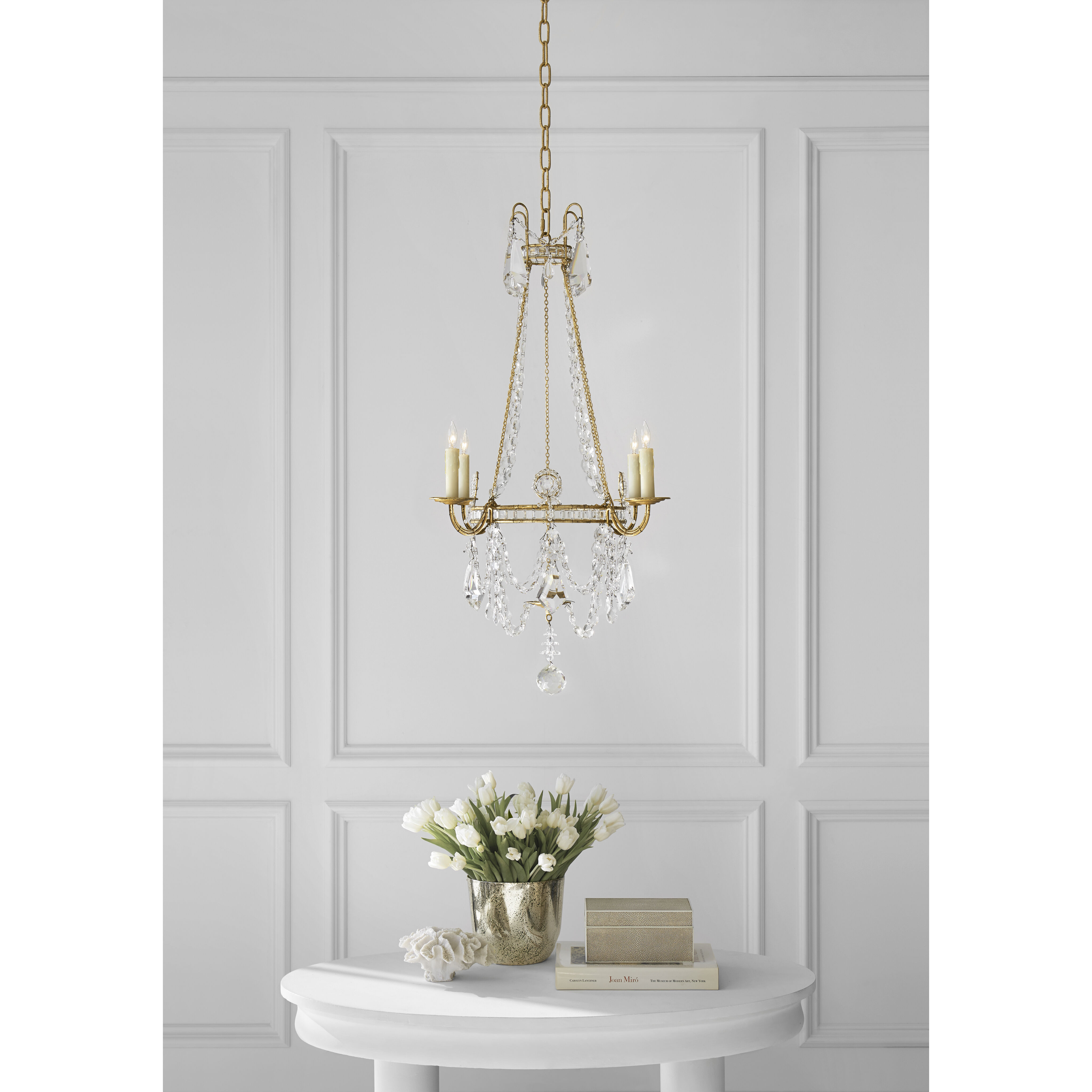 J. Randall Powers Sharon 4 Light 24 inch Gilded Iron Chandelier Ceiling Light, Small