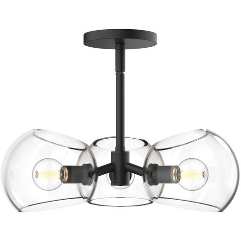 Alora Mood Willow 3 Light 16 inch Matte Black Pendant Ceiling Light in Clear