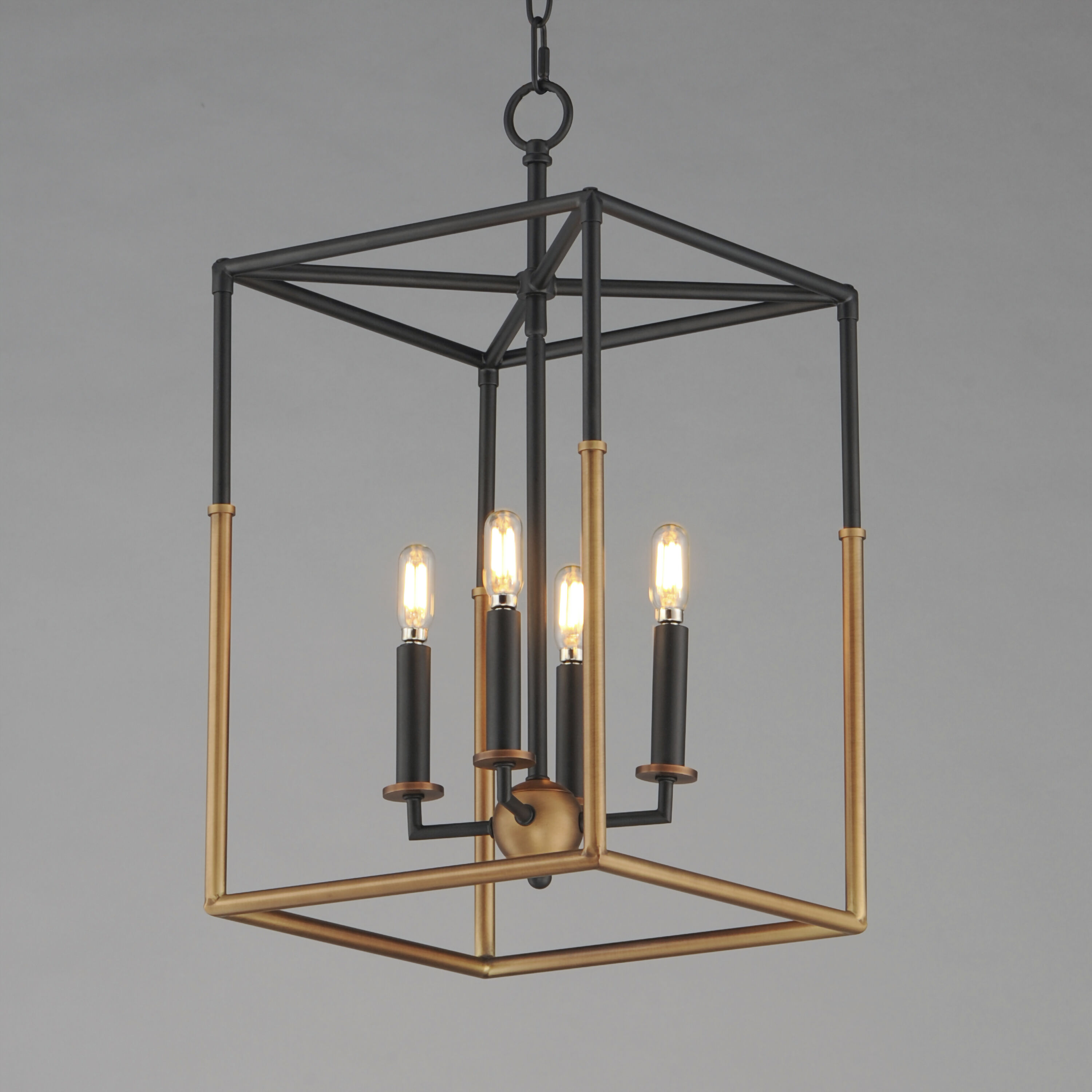 SoHo 4 Light 12 inch Black and Weathered Brass Entry Foyer Pendant Ceiling Light
