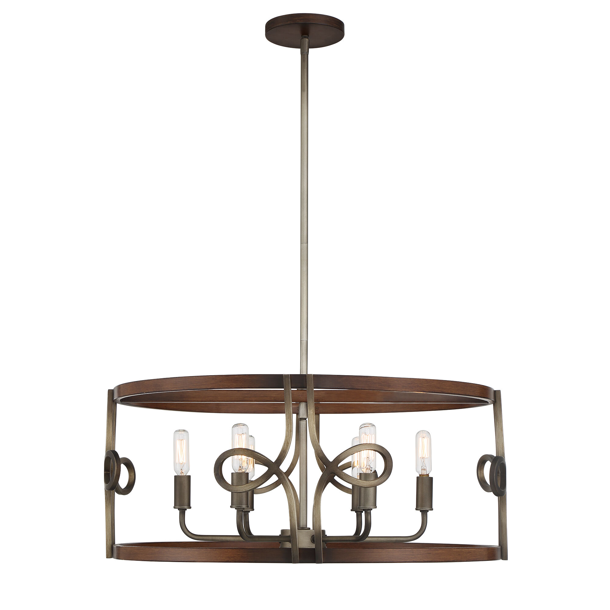 Yorkville 6 Light 24 inch Aged Darkwood/Silver Patina Pendant Ceiling Light