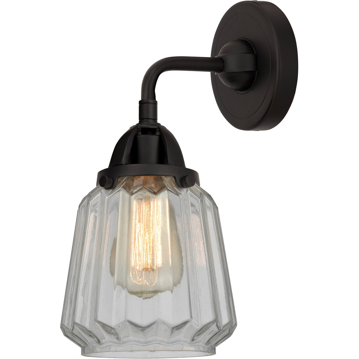 Nouveau 2 Chatham LED 6 inch Matte Black Sconce Wall Light in Clear Glass