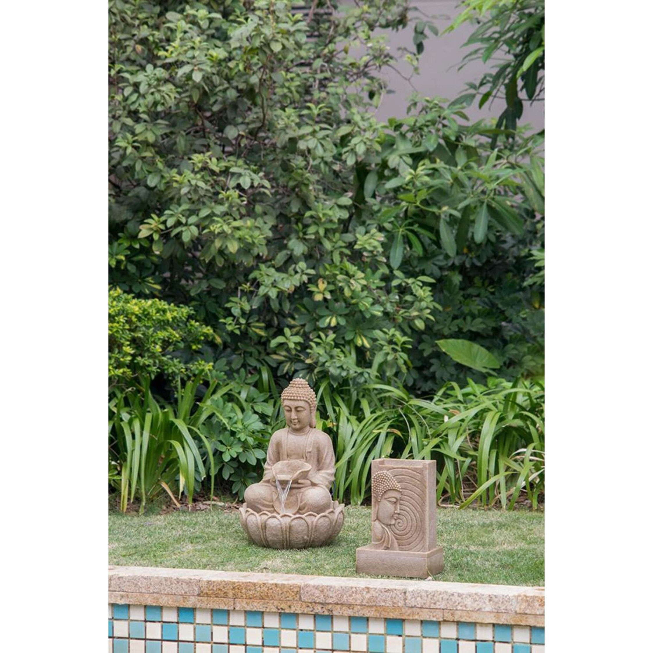 Florence 18 inch Blue/Cream Garden Stool