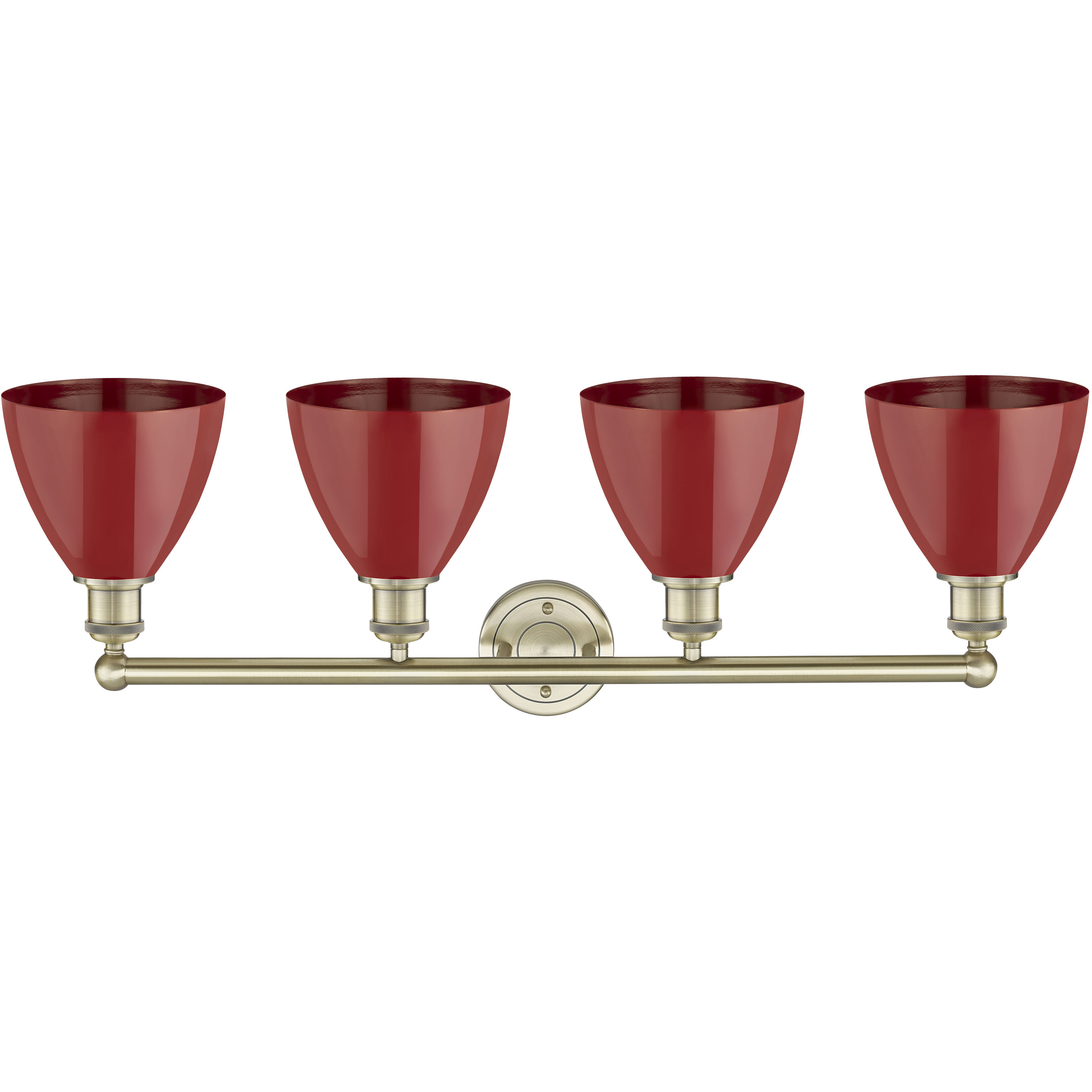 Plymouth Dome 4 Light 34.5 inch Antique Brass Bath Vanity Light Wall Light in Red
