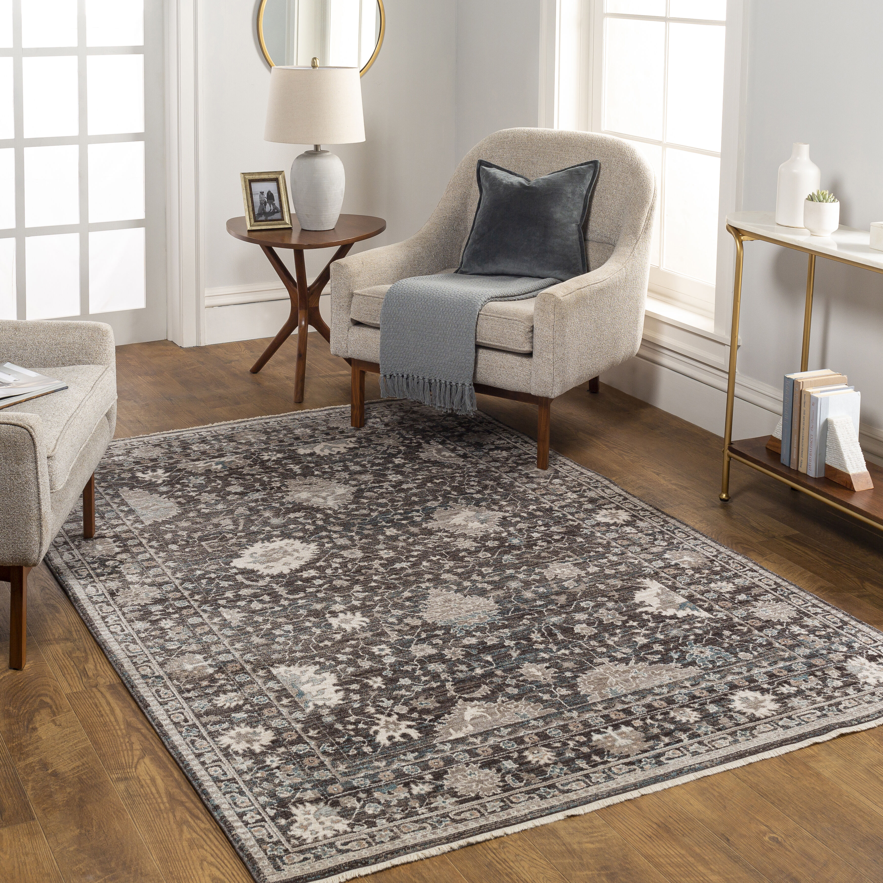 Carlisle 120 X 94 inch Medium Grey Rug, Rectangle