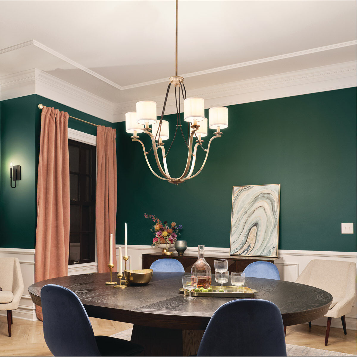 Thisbe 6 Light 28 inch Natural Brass Chandelier 1 Tier Medium Ceiling Light, 1 Tier Medium