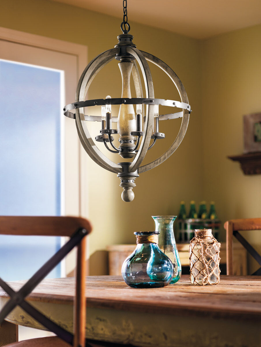 Evan 5 Light 20 inch Distressed Antique Gray Chandelier 1 Tier Small Ceiling Light, 1 Tier Small