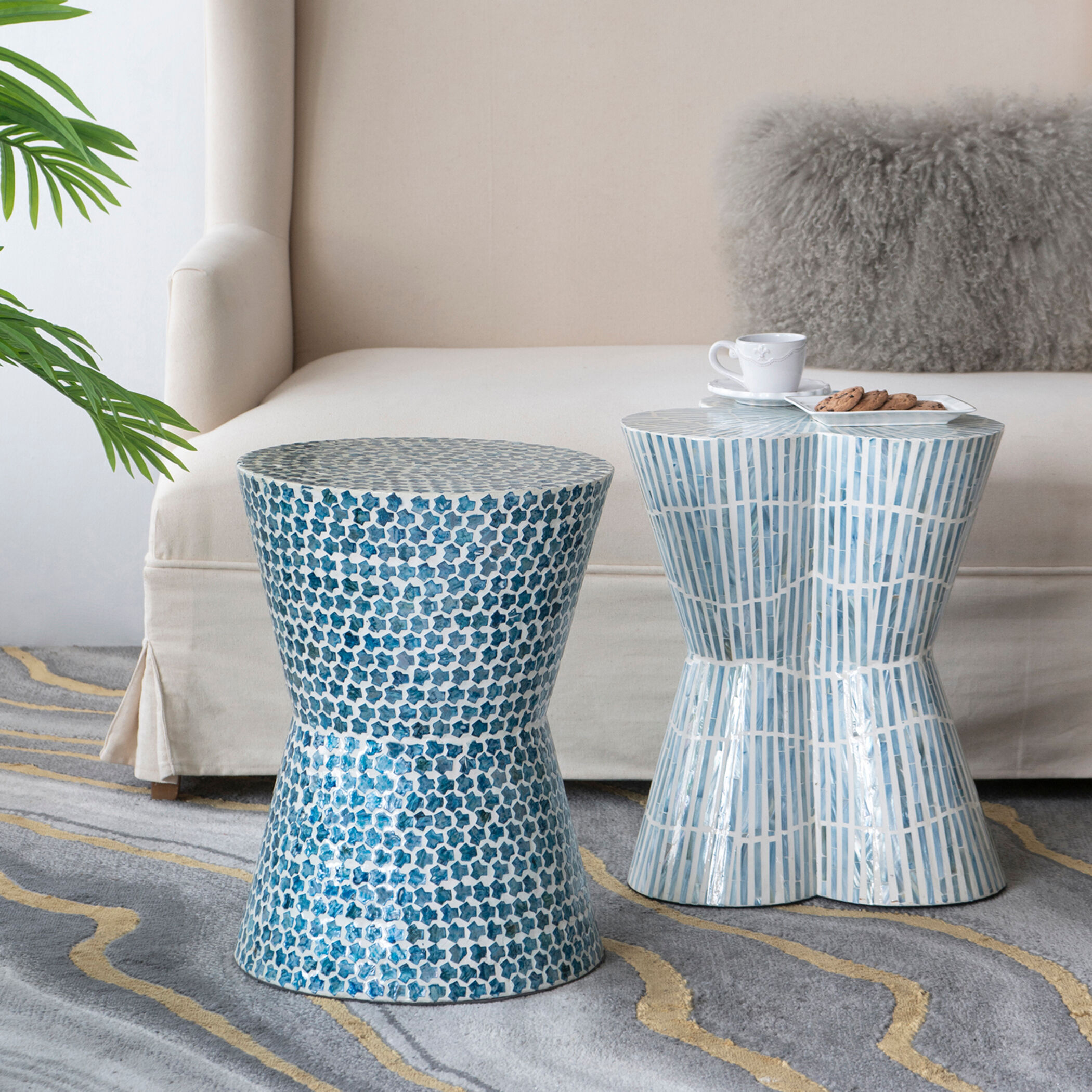 Anita 19.7 inch Blue Stool