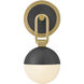 Bowie 1 Light 7.75 inch Lacquered Brass and Black Bath Sconce Wall Light in Lacquered Brass with Black