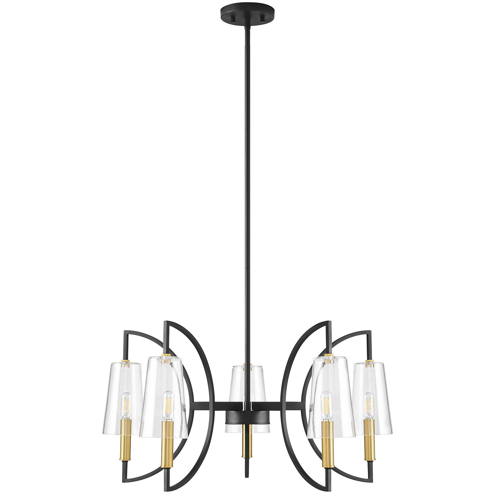 Hanley 5 Light 28 inch Matte Black and Warm Brass Chandelier Ceiling Light