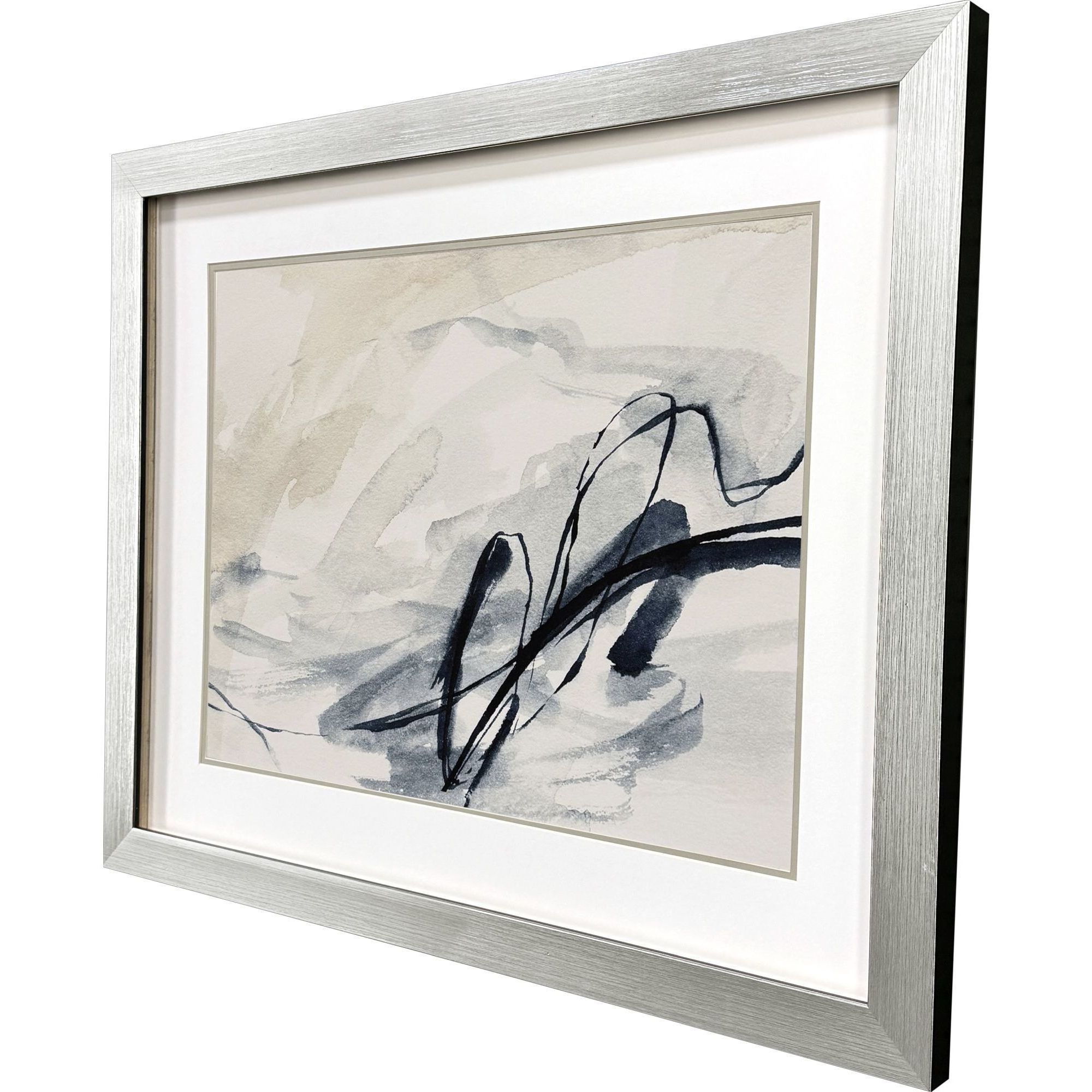 Indigo Markings Blue and Beige and Gray Framed Art, Propac