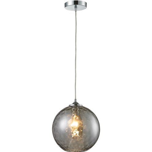 Watersphere 1 Light 10 inch Polished Chrome Mini Pendant Ceiling Light in Hammered Smoke