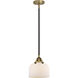 Nouveau 2 Bell LED 8 inch Black Antique Brass Mini Pendant Ceiling Light in Matte White