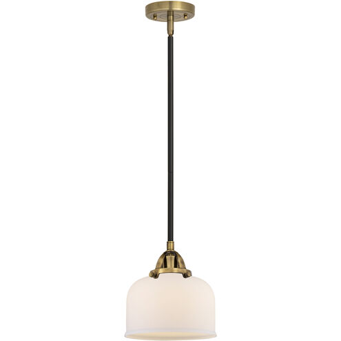 Nouveau 2 Bell LED 8 inch Black Antique Brass Mini Pendant Ceiling Light in Matte White