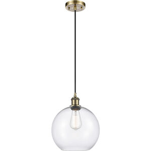 Ballston Large Athens 1 Light 10 inch Antique Brass Mini Pendant Ceiling Light in Incandescent, Clear Glass, Ballston