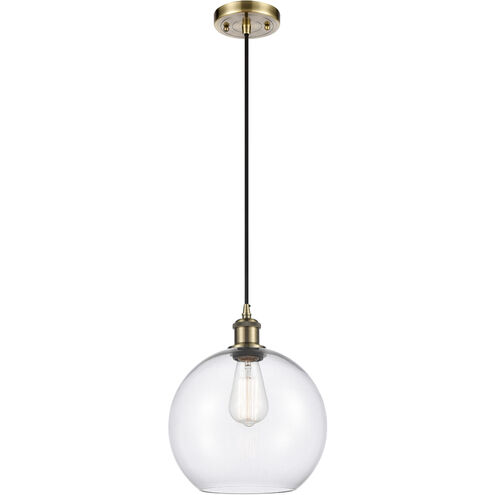 Ballston Large Athens 1 Light 10 inch Antique Brass Mini Pendant Ceiling Light in Incandescent, Clear Glass, Ballston