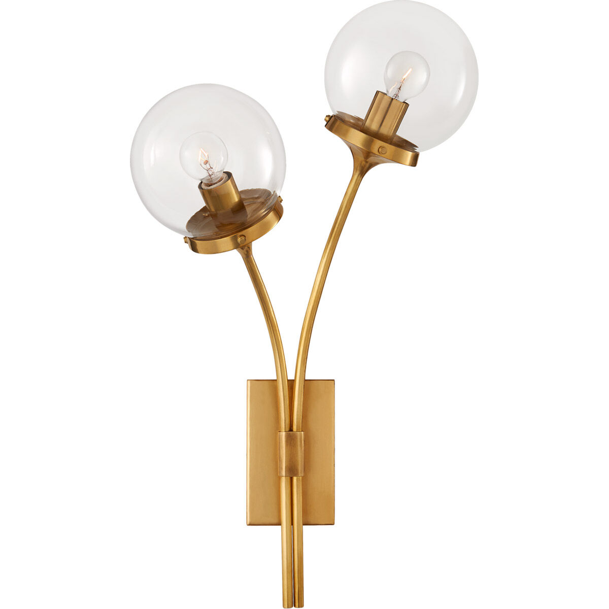 kate spade new york Prescott Left Sconce Wall Light in Soft Brass, Clear Glass